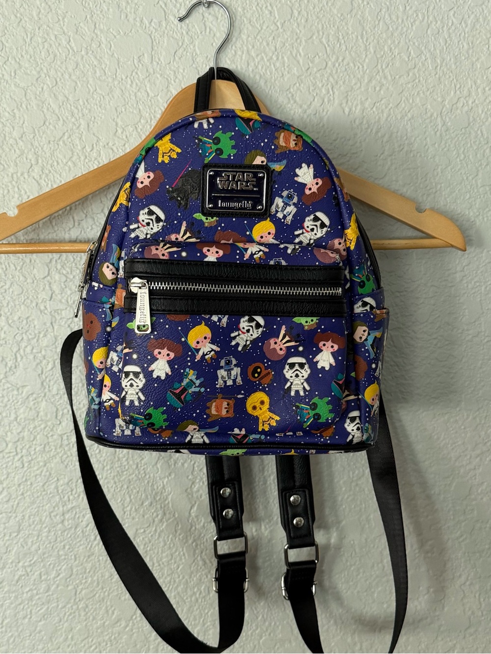 Loungefly Star Wars Navy Funko Character Mini Backpack with Colorful Print